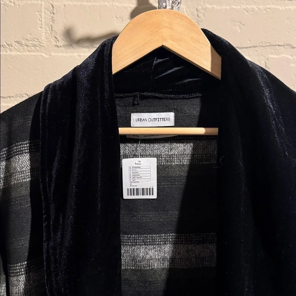 Urban Outfitters jacket long trench velvet wool open front medium NEW